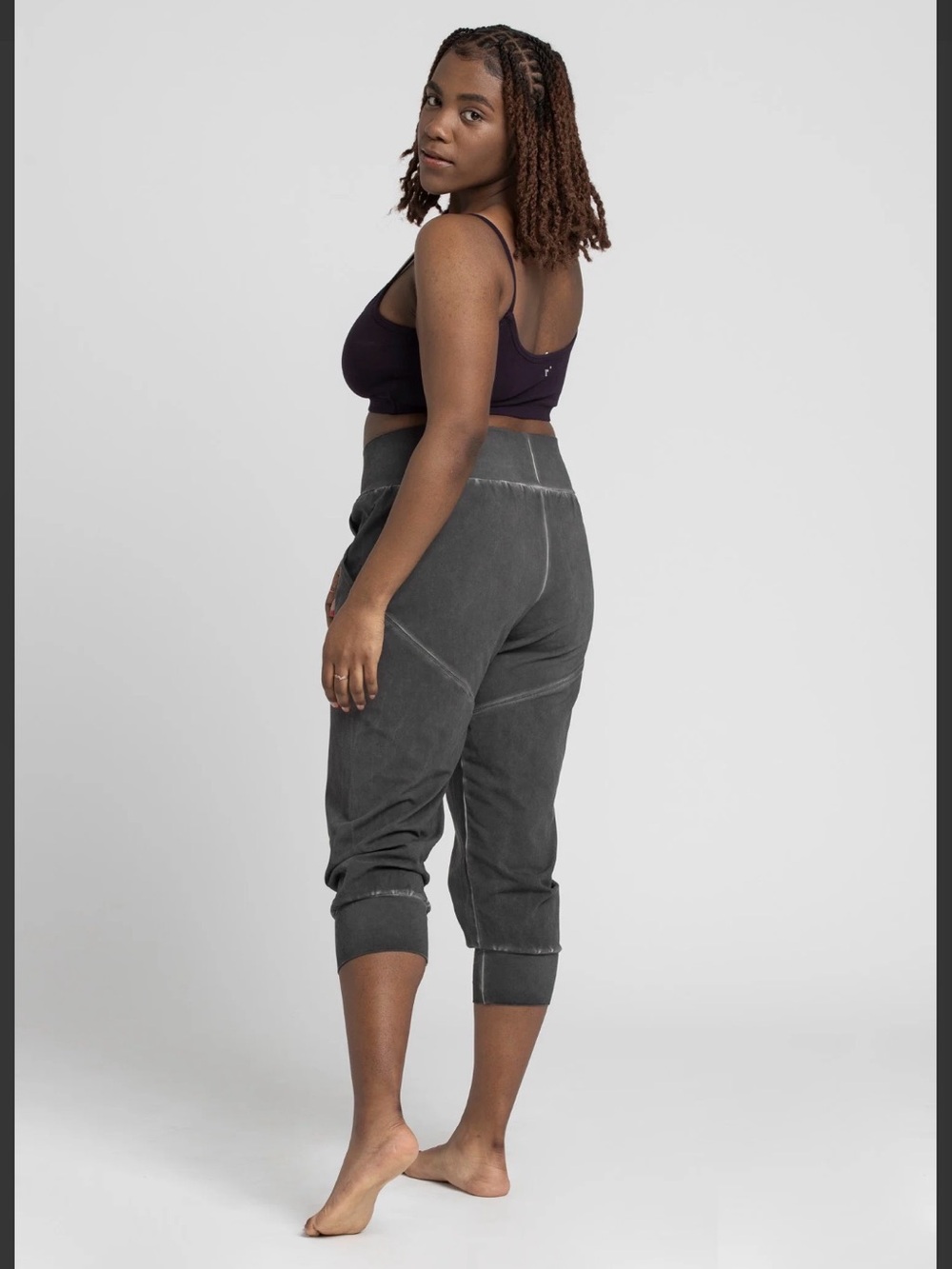 Washed Charcoal High-Rise Crop Joggers ORGANIC COTTON